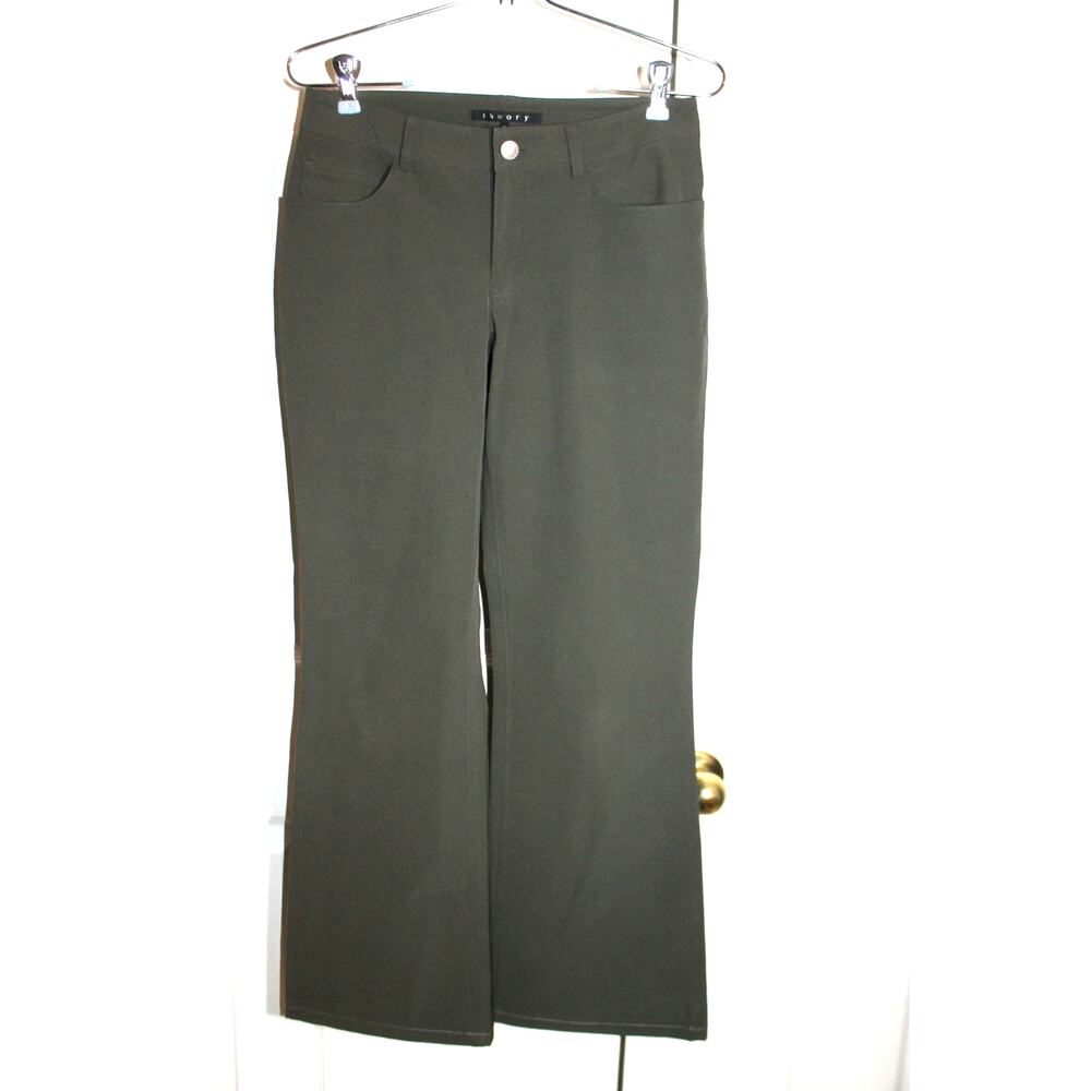 Theory Olive Green Wool Blend Bootcut Pants sz 2